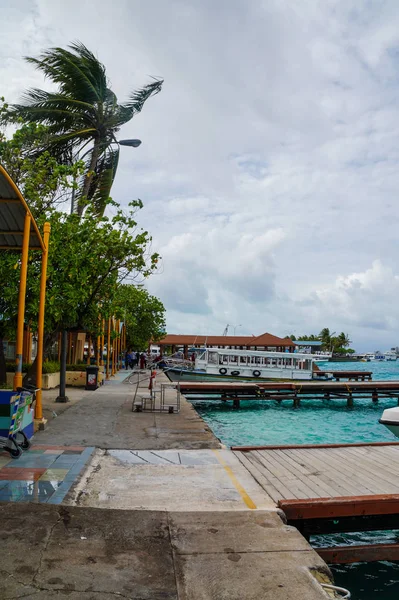 Hermoso Muelle Isla Las Maldivas — Foto de Stock
