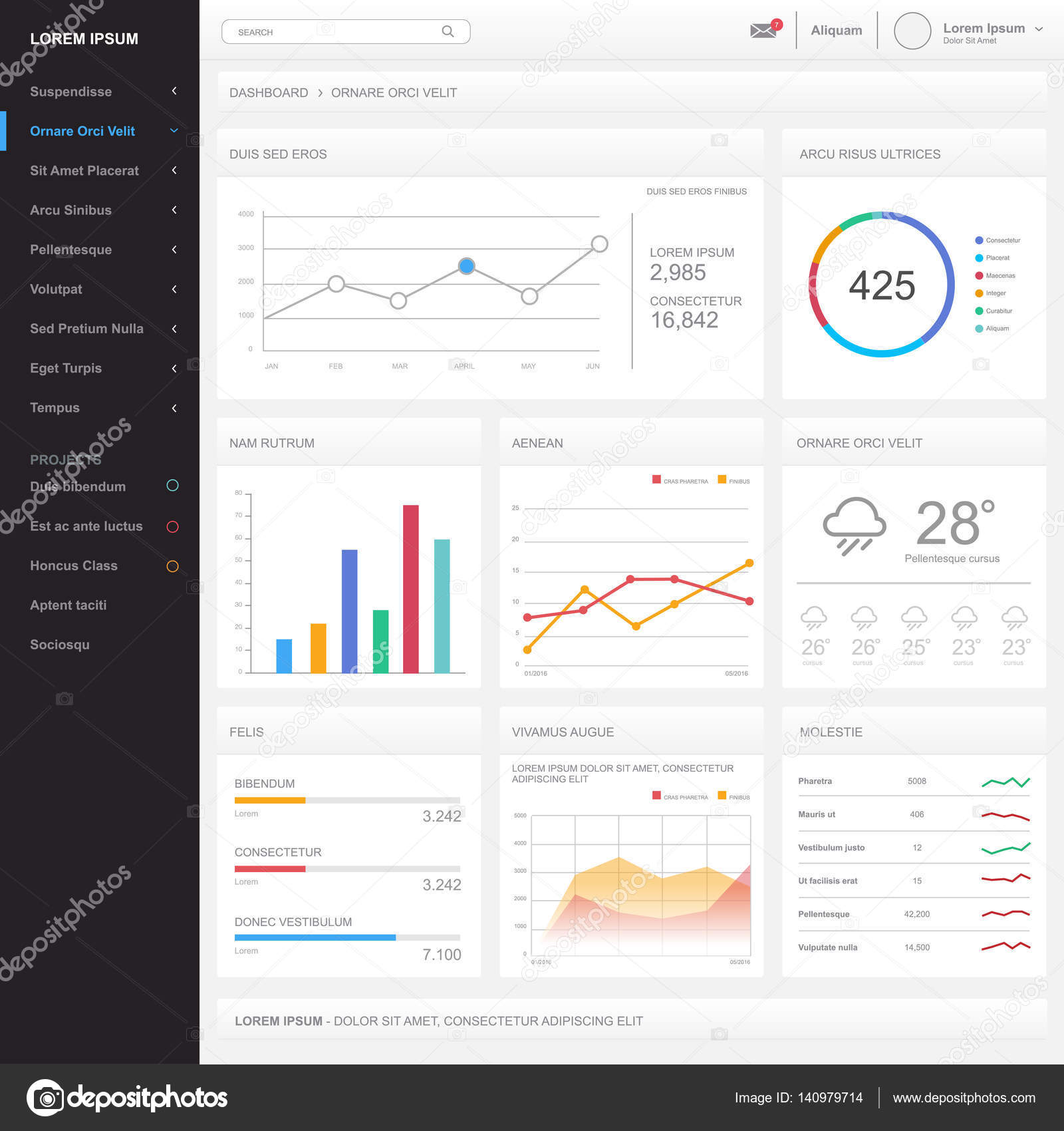 Flat design dashboard, admin template Stock Vector Image by ©erdivan  #140979714
