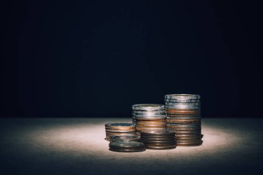Satır bankacılık ve Finans kavram sikke yığını