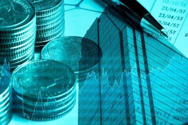 Finans, iş ve bankacılık kavramı. Para, CI çift pozlama