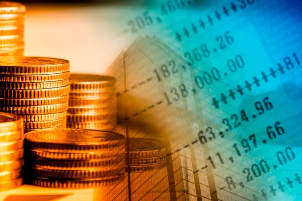 Financiële Zakelijke Bancaire Concept Dubbele Expoure Van Geld Boekhouding — Stockfoto