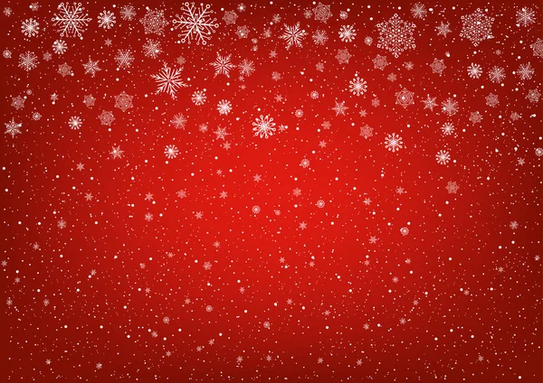 Schneeflocken auf rotem Hintergrund — Stockvektor
