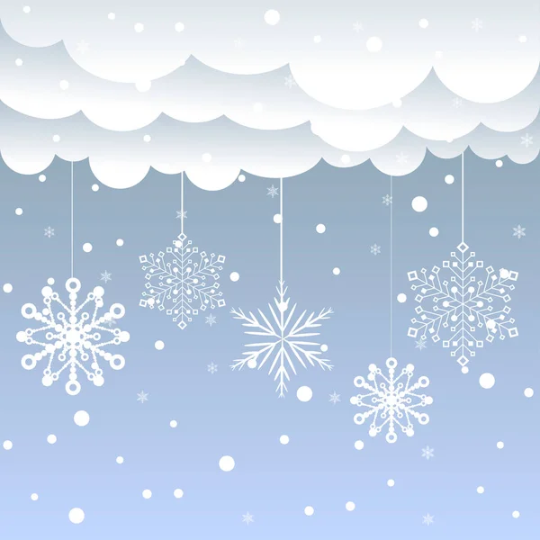 Hemel, wolken en snoweflakes — Stockvector