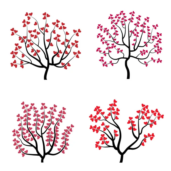 Uppsättning av romantiska träd — Stock vektor