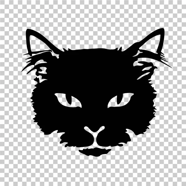 Black cat head face contour silhouette icon set. — Stock Vector