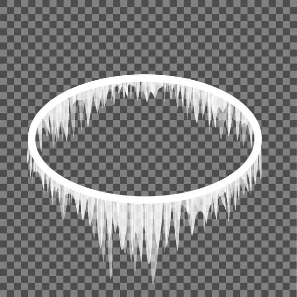 Oval bir çerçeveden asılı buz sarkıtları — Stok Vektör
