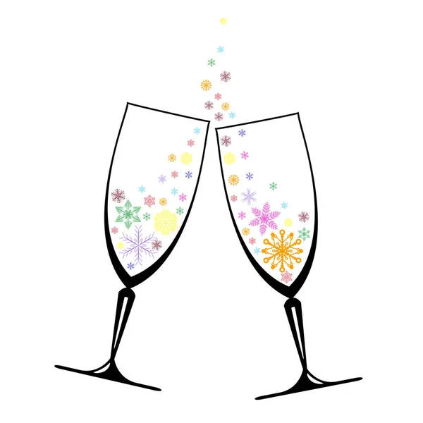 Two glasses with snowflakes — Stock Vector
