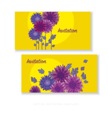 Kasımpatı çiçeği kartı tasarım şablonu. Aster çiçek decorat