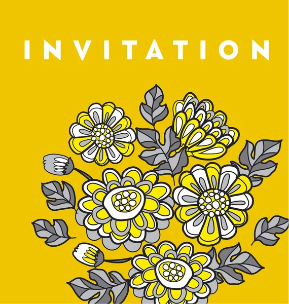 Κίτρινο φθινόπωρο διακοσμητικά floral πρότυπο κάρτας. λουλουδιών διάνυσμα εικονογράφο — Διανυσματικό Αρχείο