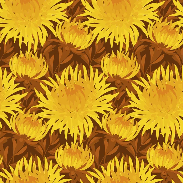 Caída patrón sin costura flor. crisantemo amarillo repetible mo — Vector de stock