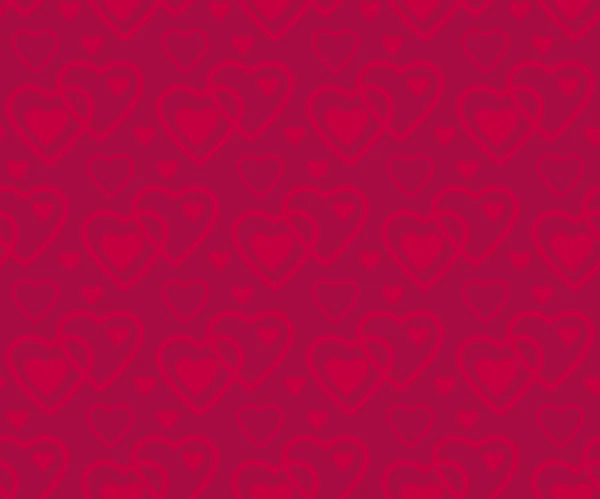 Deep red color vector pattern with heart in art deco style. seam — Stock vektor