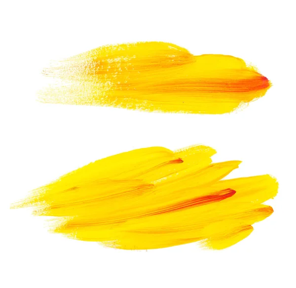 Żółty pędzlem malowane tła akrylowa. Ból streszczenie szczotka sztuka — Zdjęcie stockowe