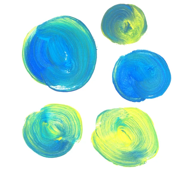 Blue and green paint background set. Handmade brush stroke for b — Stock Photo, Image