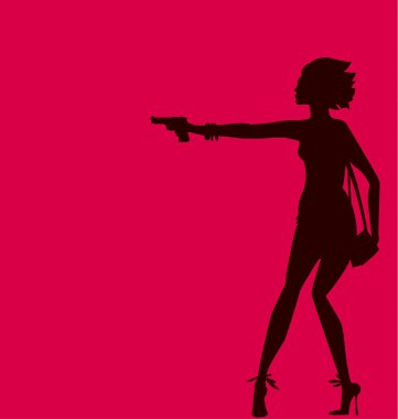 kadın siluet vektör Illustration. moda casus Ajan konsantrasyon
