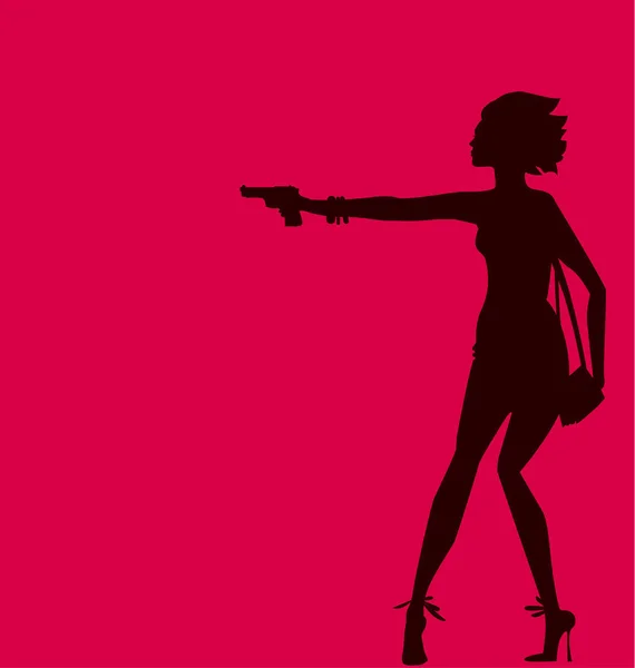 Vectorillustratie van silhouet van de vrouw. mode spion agent conc — Stockvector