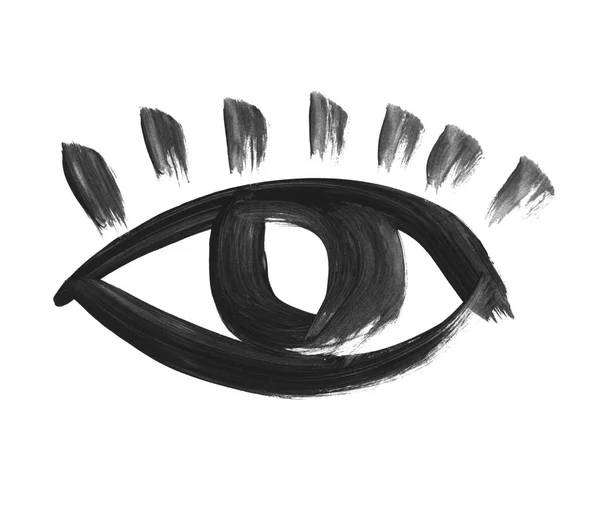 Mano dibujado símbolo del ojo. Icono de ojo pintado. cepillo de mala calidad pintado lo — Foto de Stock