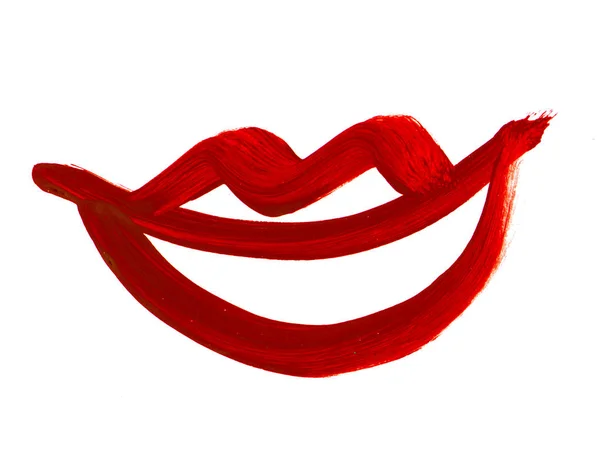 El çekilmiş dudaklar simgesi. boyalı ağız simgesi. eski püskü fırça boyalı — Stok fotoğraf