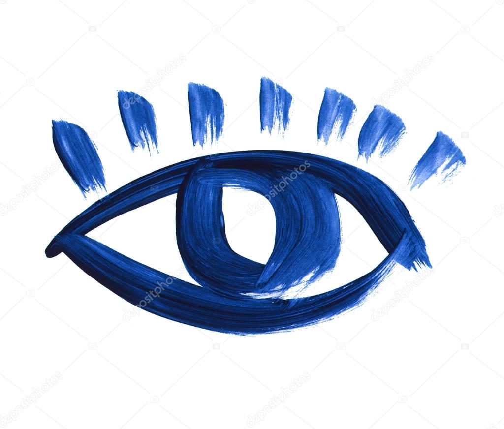 Hand drawn eye symbol. painted eye icon. shabby brush painted logo element. beauty pictogram