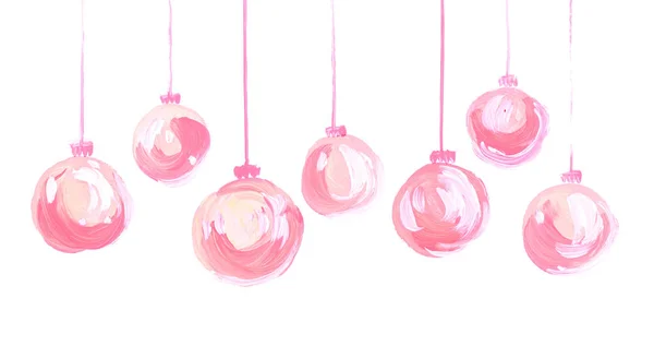 Set di lampadine natalizie. Bolle di vetro disegnate a mano a colori per albero di Natale — Foto Stock