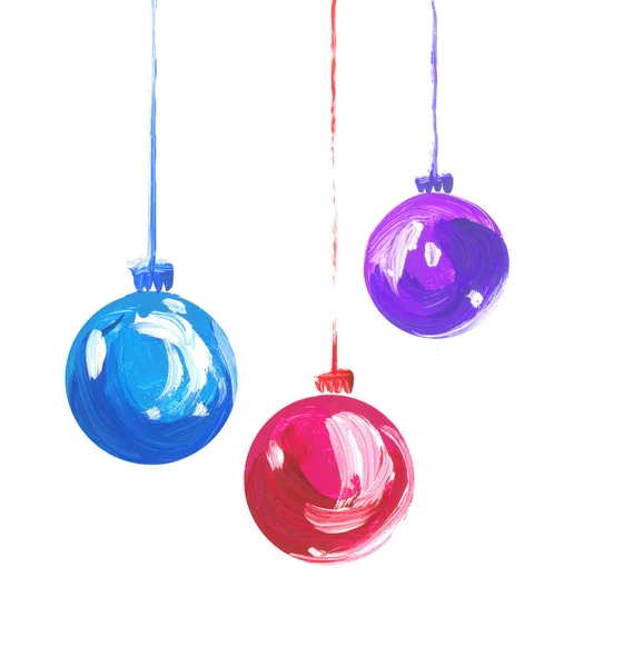 Xmas bulbs set. Color hand drawn glass bubbles for christmas tree — Stock Photo, Image