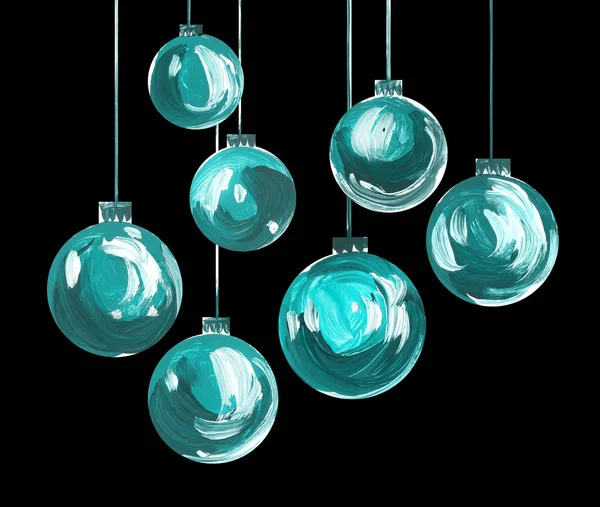 Weihnachtsglühbirnen Set. Farbe handgezeichnete Glasblasen für Weihnachtsbaum — Stockfoto