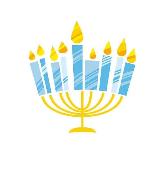 Lindo estilo infantil Hanukkah menora vector ilustración. Juish meno — Vector de stock