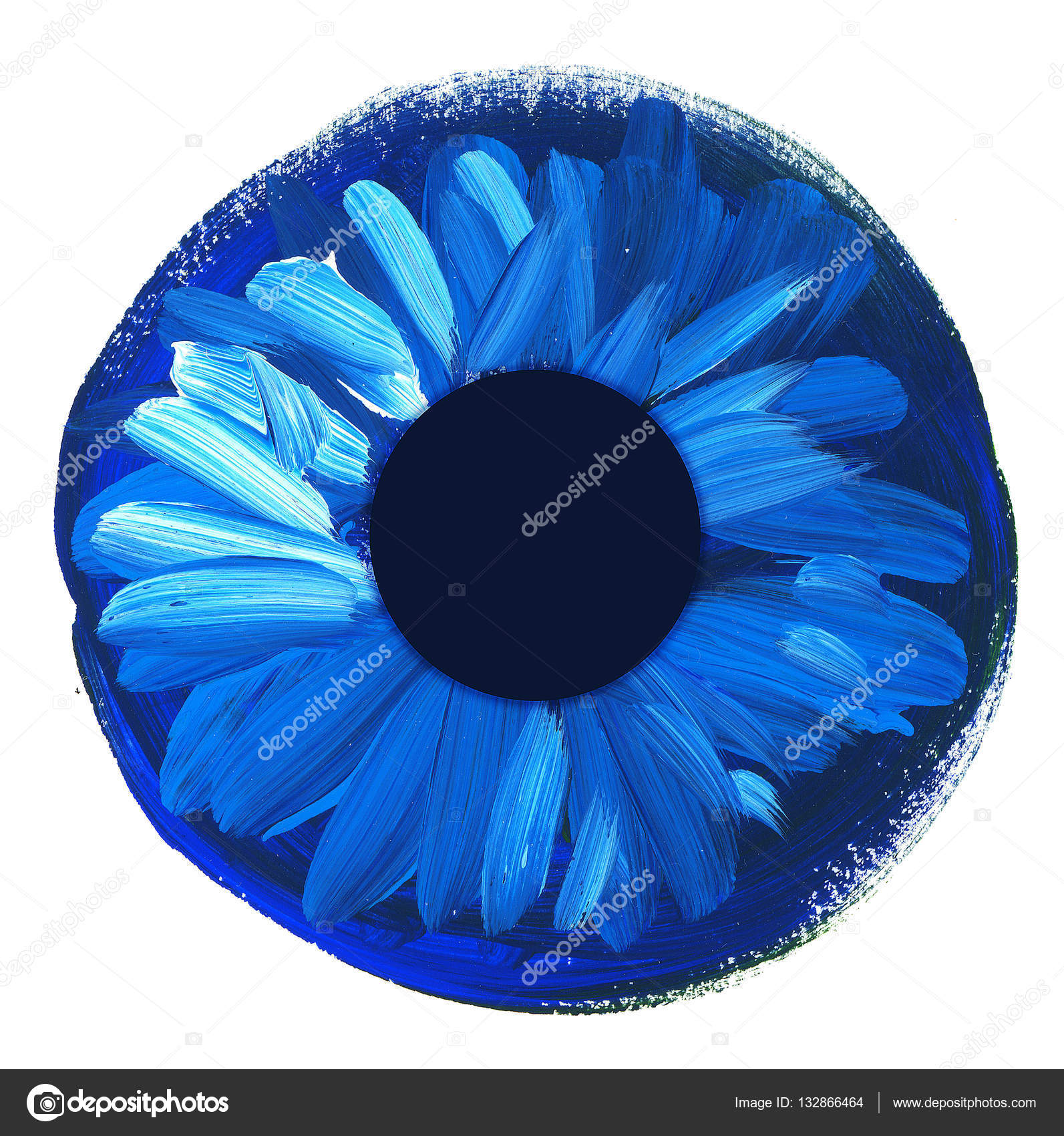 Iride dell occhio disegnato a mano apple di occhi concetto squallido verniciato in colore blu Illustrazione acrilica astratta del cerchio — Foto di Galyna