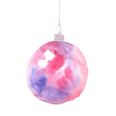 Pembe Noel süslemeleri suluboya resim. El boyalı