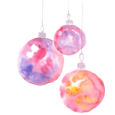 Noel süslemeleri suluboya resim. El boyalı eleg