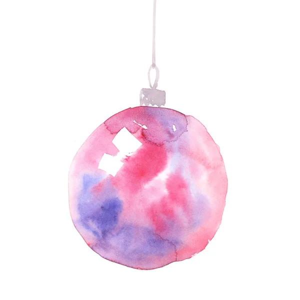 Decorações de Natal rosa ilustração aquarela. Pintados à mão — Fotografia de Stock