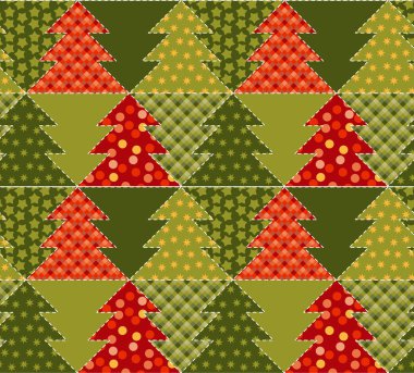 Noel ağacı yeşil renk arka plan patchwork styl
