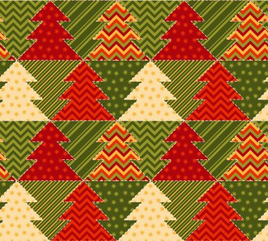 Noel ağacı yeşil ve kırmızı renk arka plan patchw