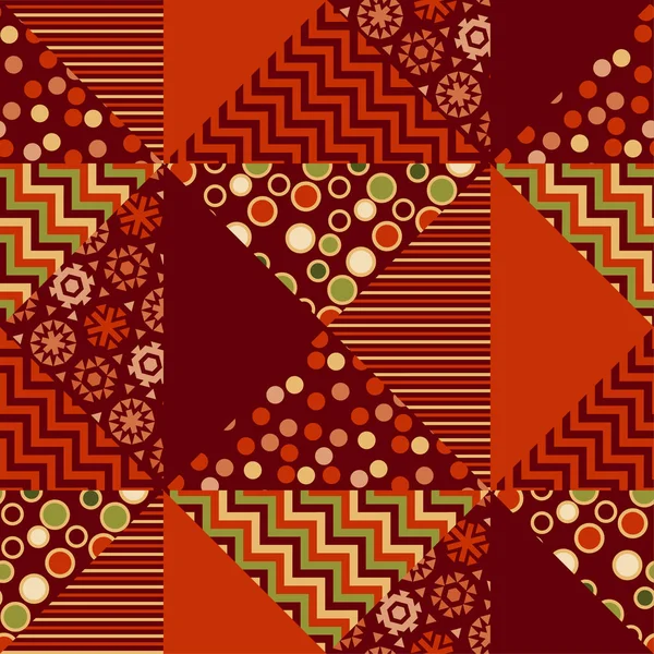 Fond abstrait de Noël rouge dans le style patchwork. patter sans couture — Image vectorielle