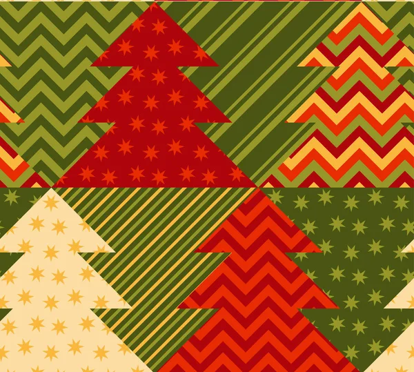 Árvore de natal cor verde fundo abstrato em patchwork styl — Vetor de Stock