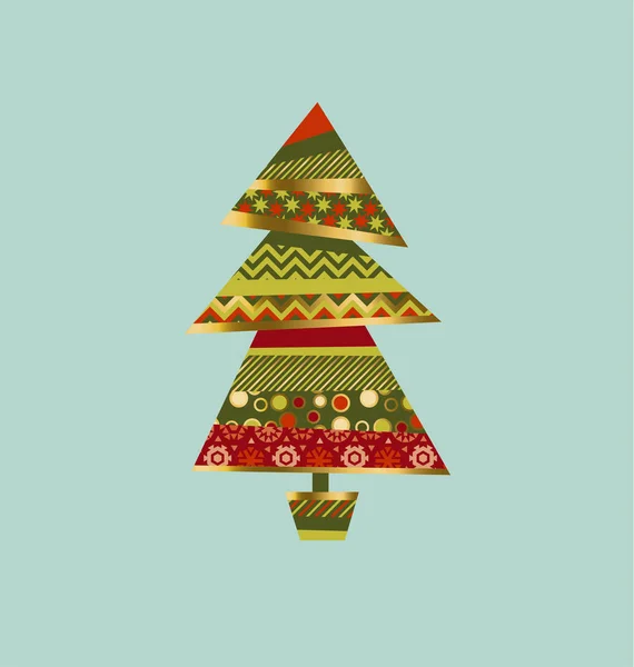 패치워크 스타일에서 크리스마스 트리입니다. 전나무 나무 패턴 벡터 illus — 스톡 벡터