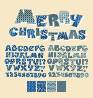 Noel patchwork stil abc yazı tipi. Alfabe sembol Xmas için ayarla
