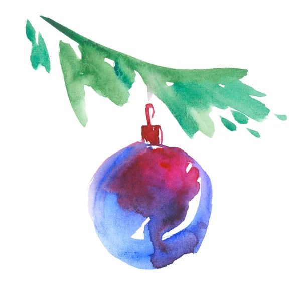 Bugiganga com ramo de árvore de natal. bolha xmas decoração — Fotografia de Stock