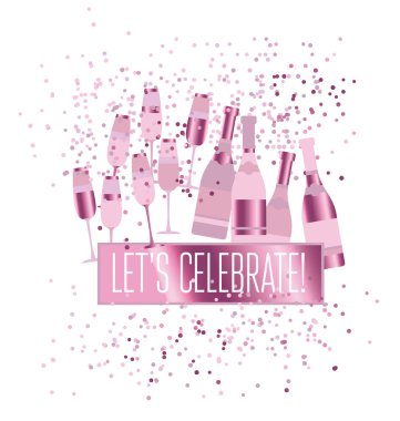 çeşitli köpüklü şarap gözlük ve şişeler. Şampanya kavramı f