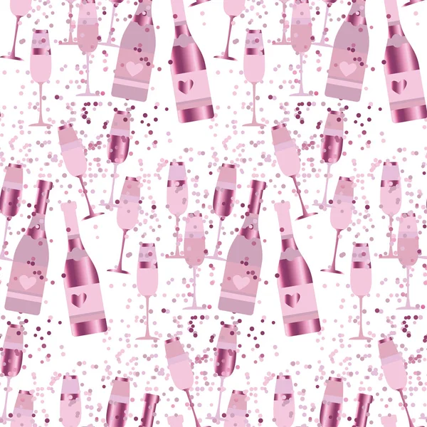 Motif sans couture avec boisson alcoolisée pétillante. célébration re — Image vectorielle