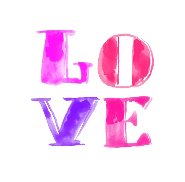 Καλλιτεχνική ακουαρέλα αγάπη γράμματα εικονογράφηση σε ροζ χρώματα — Φωτογραφία Αρχείου