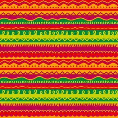 zigzag ve yeşil ve kırmızı xmas renkler, Dikişsiz desen vektör çizim satırlarında çocukça stryped arka plan