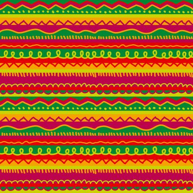 zigzag ve yeşil ve kırmızı xmas renkler, Dikişsiz desen vektör çizim satırlarında çocukça stryped arka plan