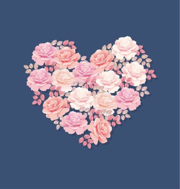 kalp şeklinde ihale renk pembe gül buketi. 