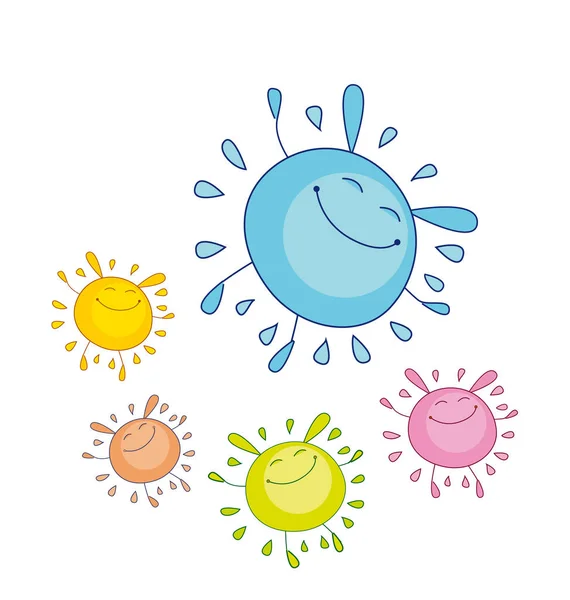 Tierno color divertido gota de agua mascota. forma de burbuja conejo sol — Archivo Imágenes Vectoriales