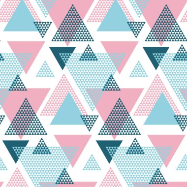 Pembe ve mavi zarif yaratıcı yinelenebilir motifi ile üçgenler f