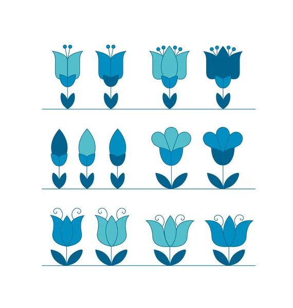 Assorted abstract tulip flower motif. vector illustration design — Stock Vector
