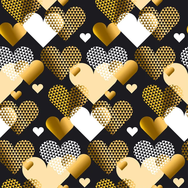 Gouden liefde concept pictogram herhaalbare motief voor inpakpapier — Stockvector