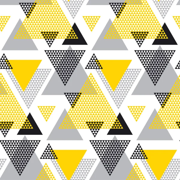 Amarillo y negro motivo repetible creativo con triángulos para wr — Vector de stock