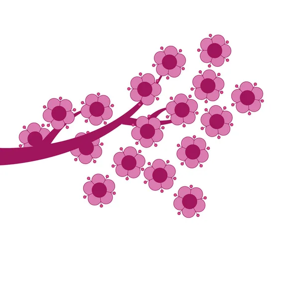 Naiwny proste różowy kolor sakura blossom ilustracja wektorowa. — Wektor stockowy