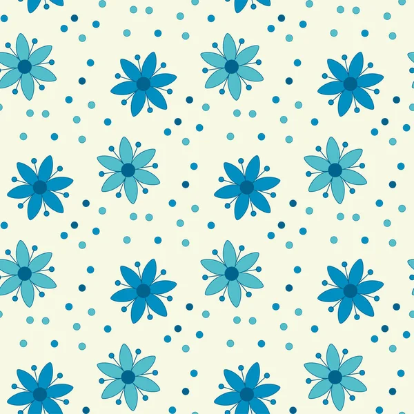 Bauernstil einfaches Blumenmuster auf blauer Farbe. — Stockvektor